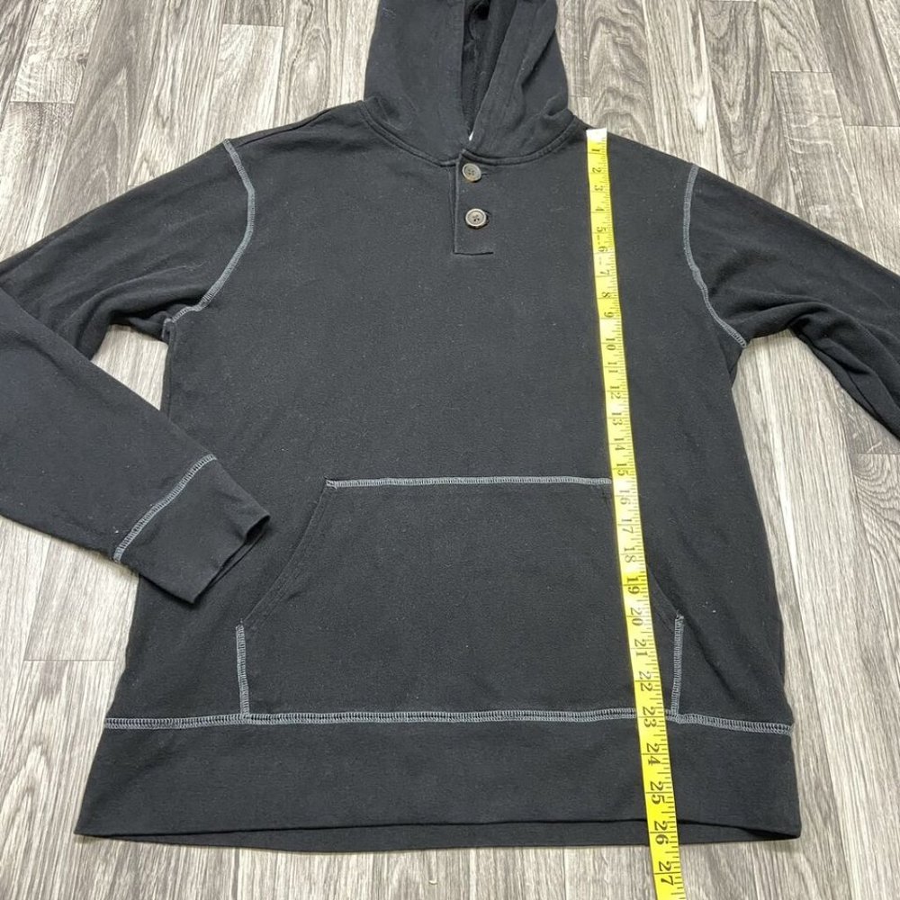 Gap Button Front Pullover Black Hooded Sweatshirt… - image 2